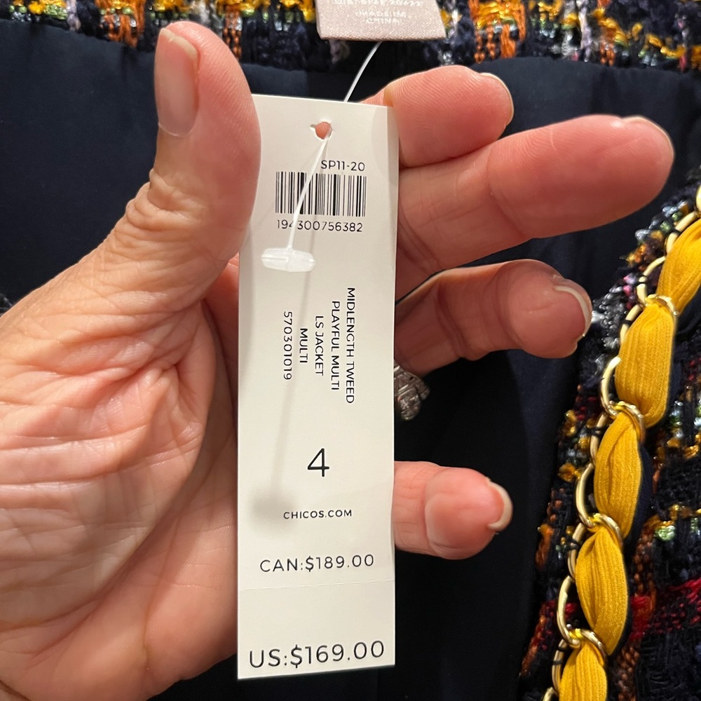Chico's Multicolor Tweed Blazer with Yellow Accents - Picture 7 of 7
